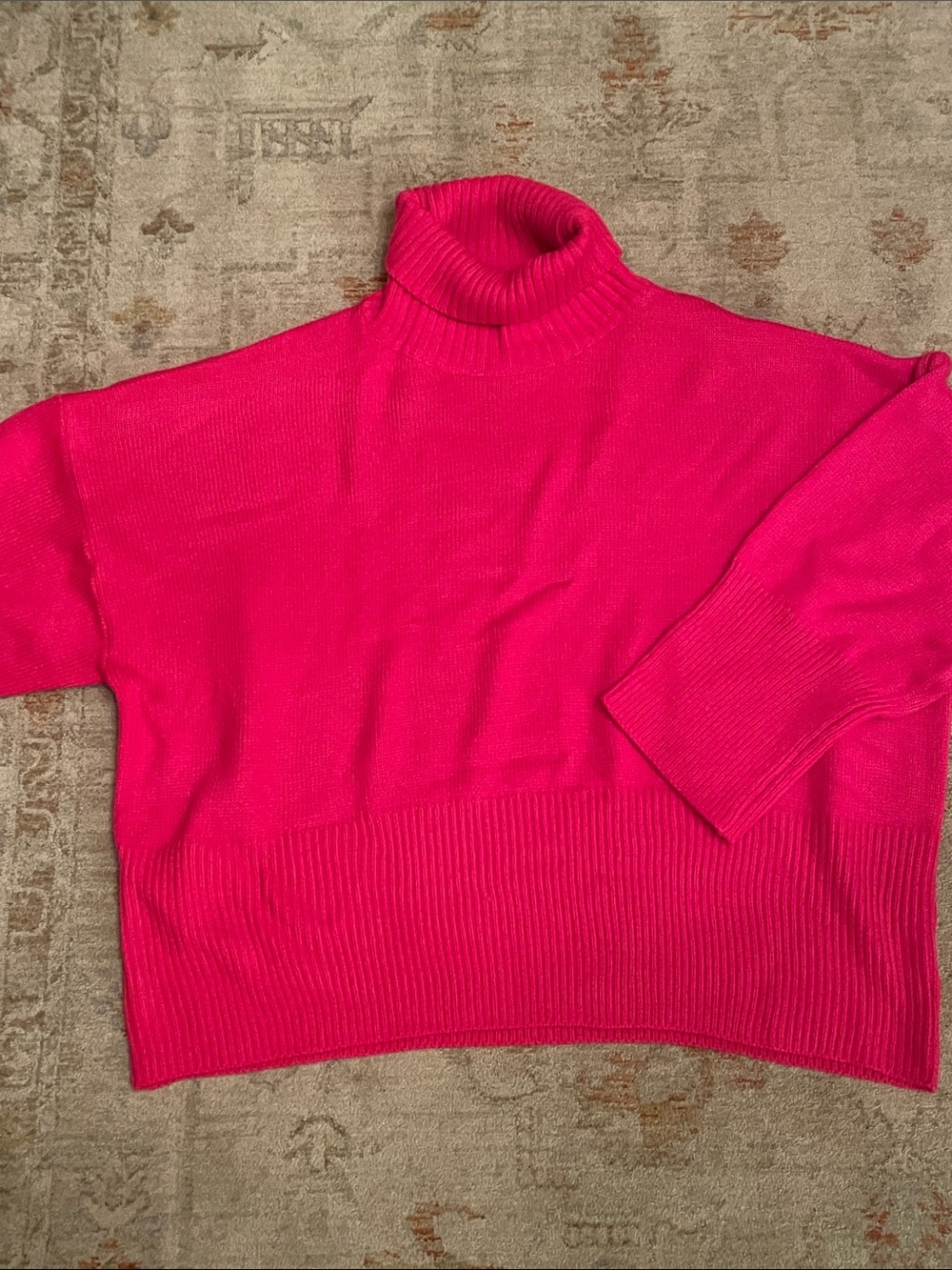 DAVI & DANI Hot Pink Cropped Turtleneck Sweater XL